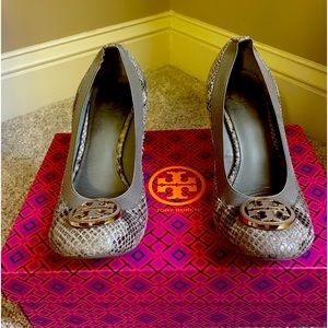 Tory Burch Snake Skin Wedges